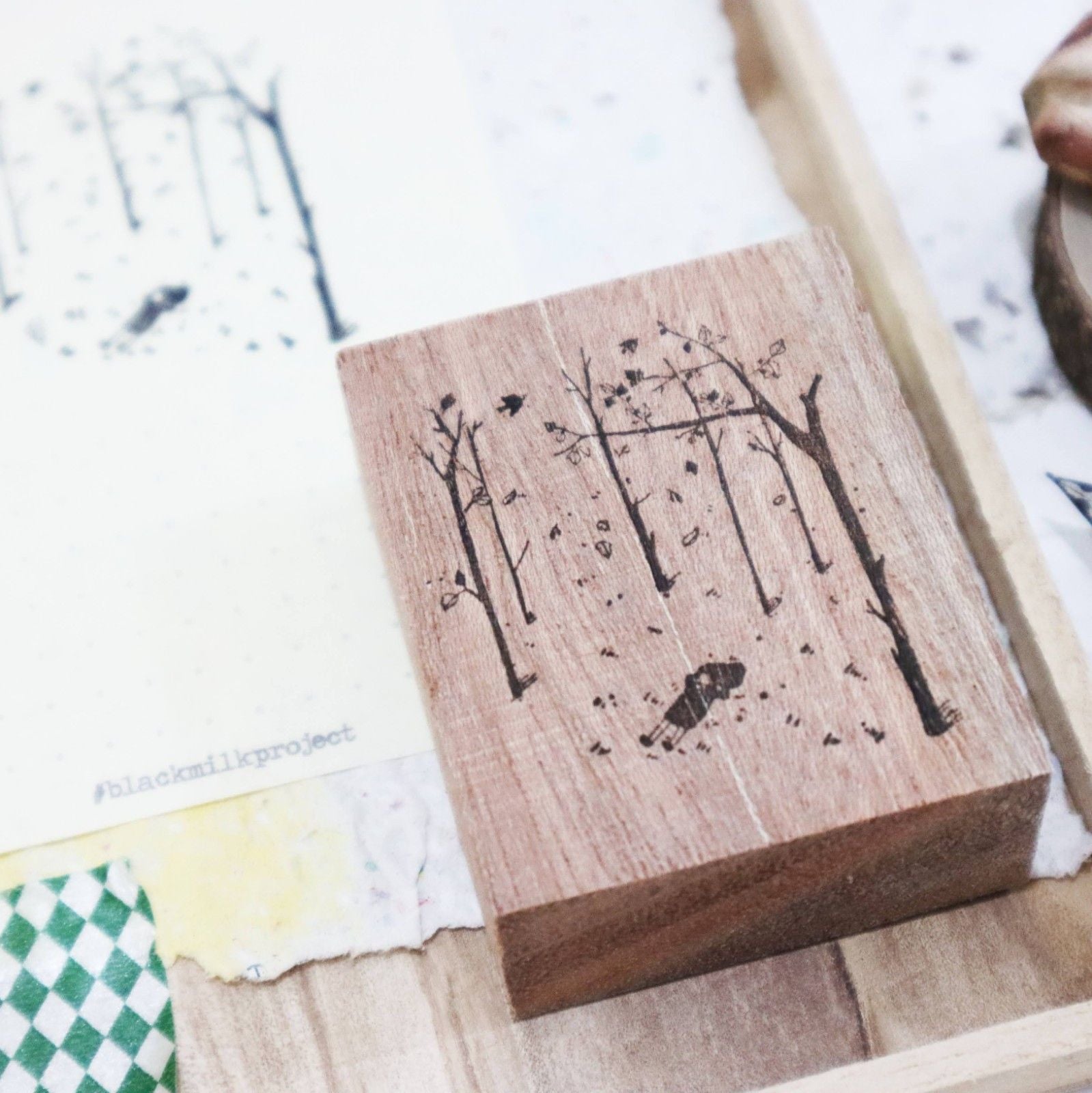Autumn Rubber Stamp by Black Milk Project with a cozy falling-leaves seasonal design, main view