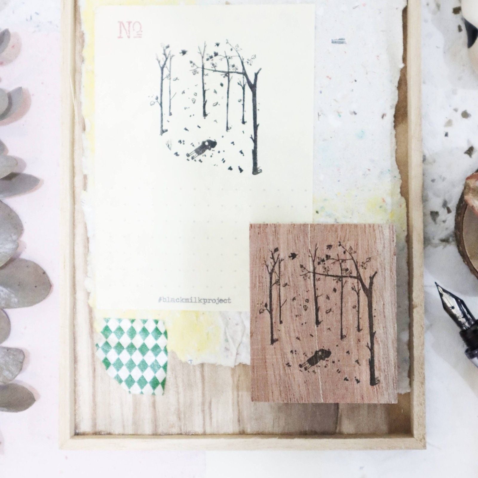 Alternate view of the Autumn Rubber Stamp showing its warm seasonal impression detail
