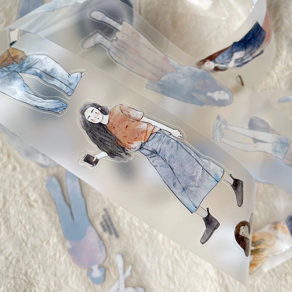 Autumn Day 39 PET Tape beach-scene collage with blue water and white sand, styled detail