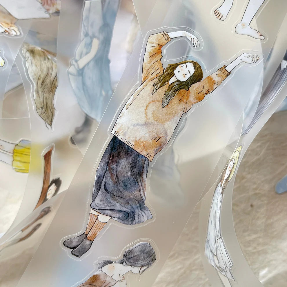 Autumn Day 39 PET Tape artistic woman-in-dress design surrounded by abstract elements