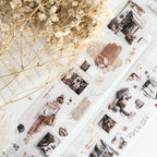 Collage of fashion-themed stickers with floral elements on a white surface.