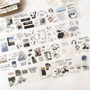 Before Trip PET Tape collection of travel planning sticker designs on a white background