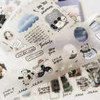 Collection of travel-themed stickers with various designs on a white background