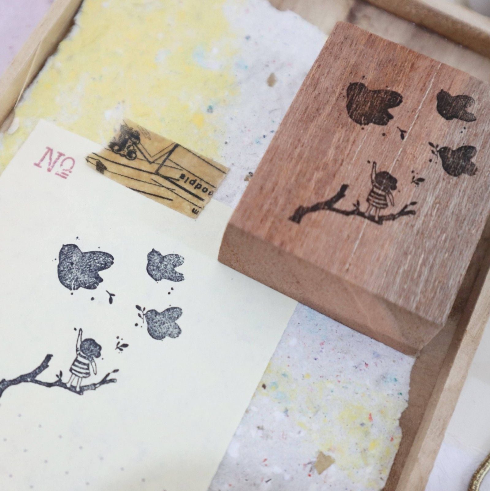 Paradise Rubber Stamp from the Birds Series by Black Milk Project with graceful birds in flight
