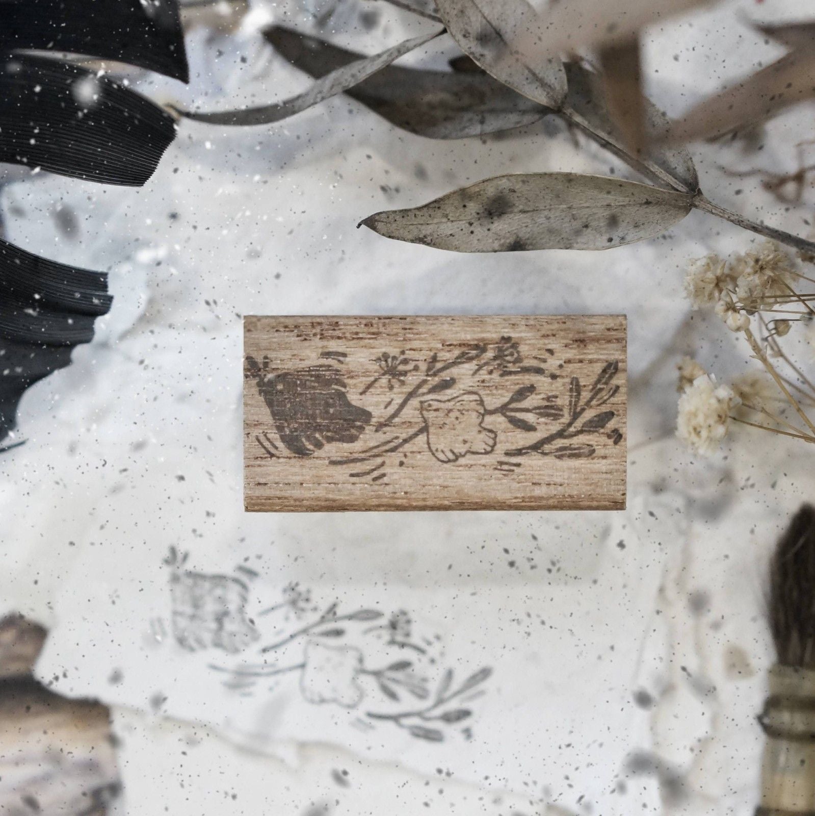 Ornate Rubber Stamp from the Birds II Series by Black Milk Project, 2 x 4 cm decorative design