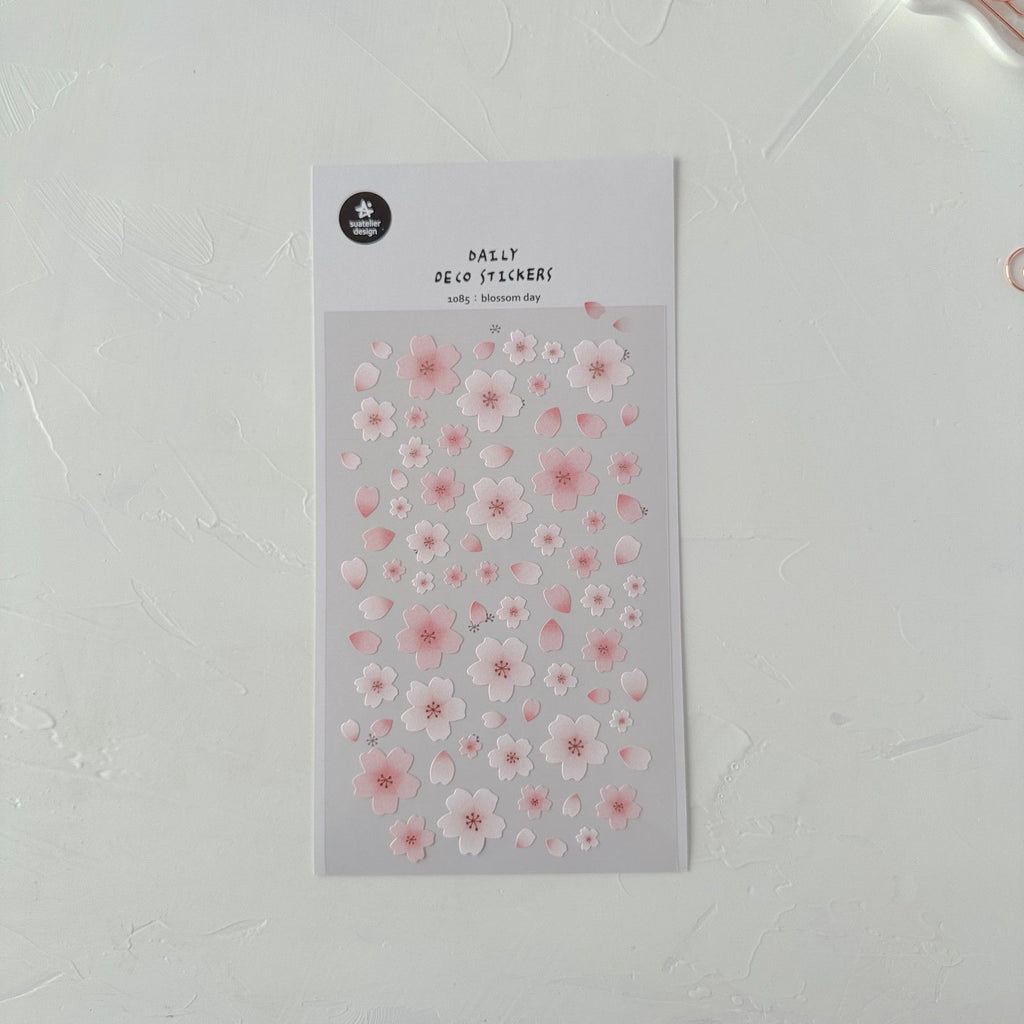 Pack of floral stickers with pink flowers on a white background