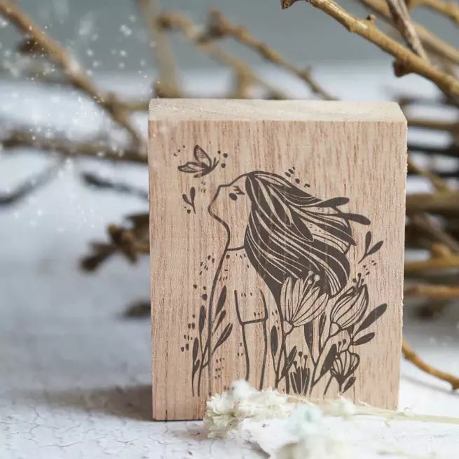 Butterfly Rubber Stamp by Black Milk Project with a delicate butterfly in flight, 4 x 4 cm design