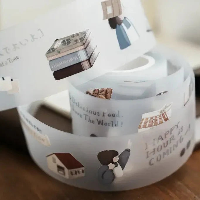 Butter & Deadlines PET Tape by Yamadoro — frosted PET deco tape rolls with doodles, for journaling