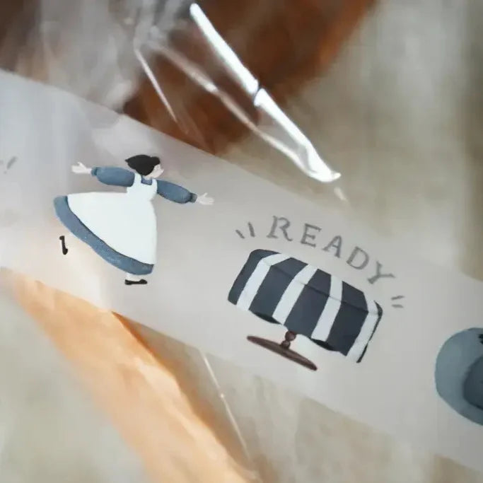Butter & Deadlines PET Tape by Yamadoro — 'READY' girl-in-a-dress PET tape design, for journaling