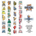 Collection of colorful cartoon cars on a white background