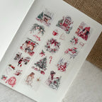 Sheet of Christmas-themed temporary tattoos on a white background