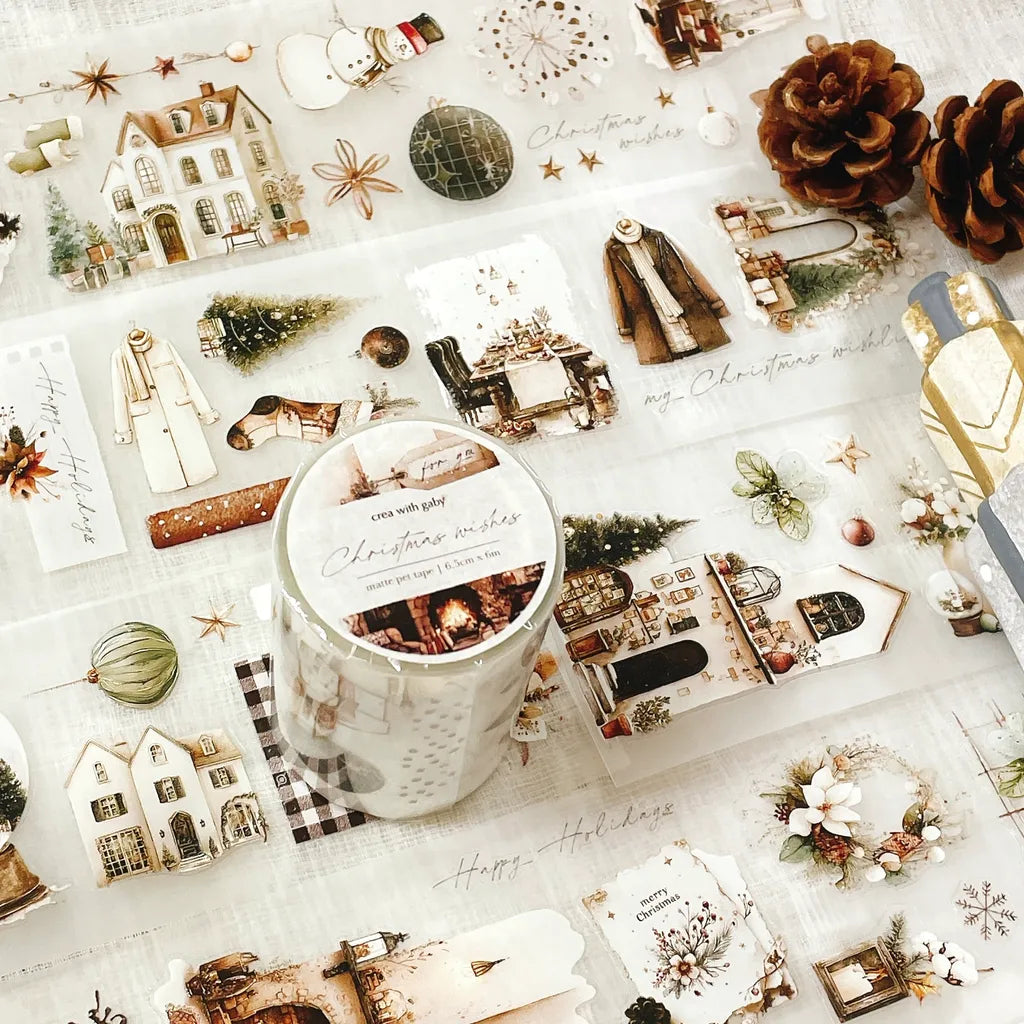 Christmas Wishes PET Tape festive mug and holiday element designs on a white background