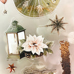 Set of decorative stickers with lantern, flower, and star designs on a white background.