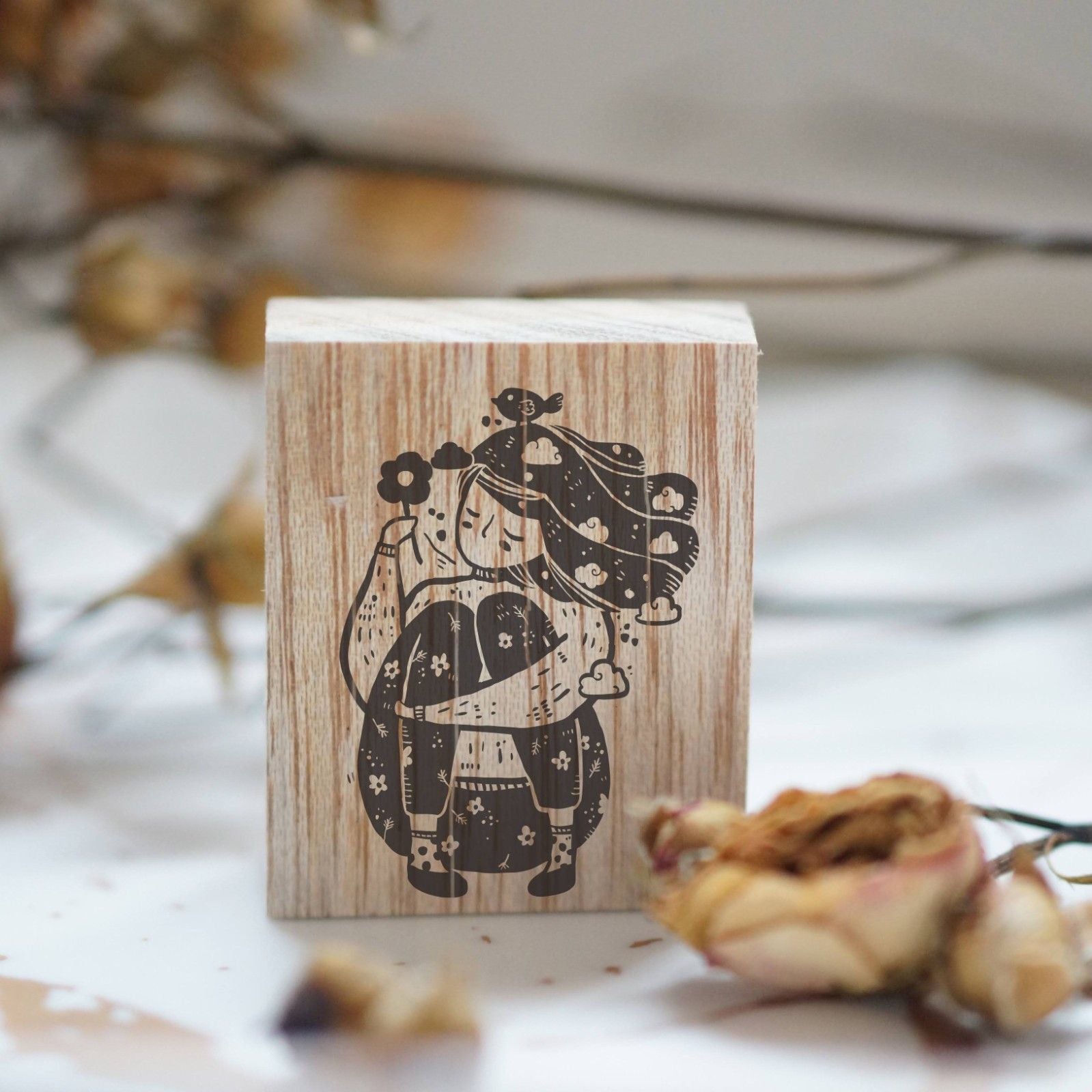 Clouds Rubber Stamp by Black Milk Project with a soft drifting cloud design, main product view