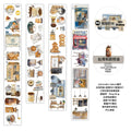 Set of illustrated coffee-themed stickers with various coffee-related images on a white background.