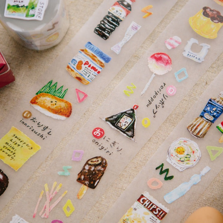 Colorful Convenience Store PET Tape food-themed stickers styled with a small box and bottle