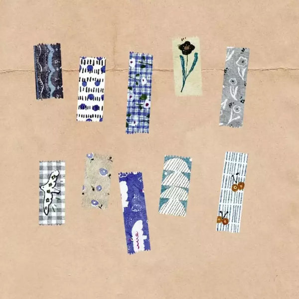 Cut-Out Washi Tape patterned strips displayed together on a cardboard background