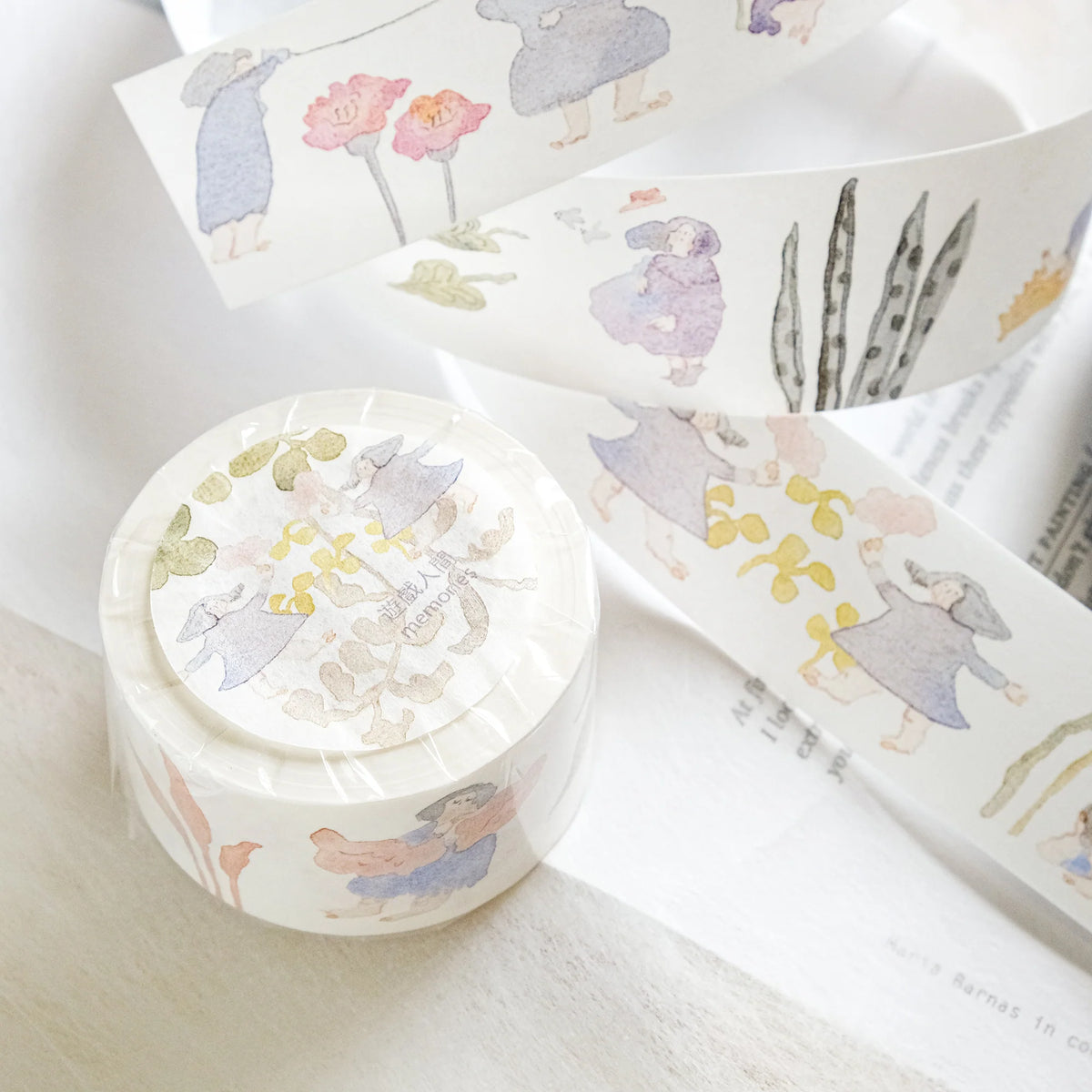 Memories Washi Tape by Dodolulu — pastel cartoon-character washi tape design, for journaling