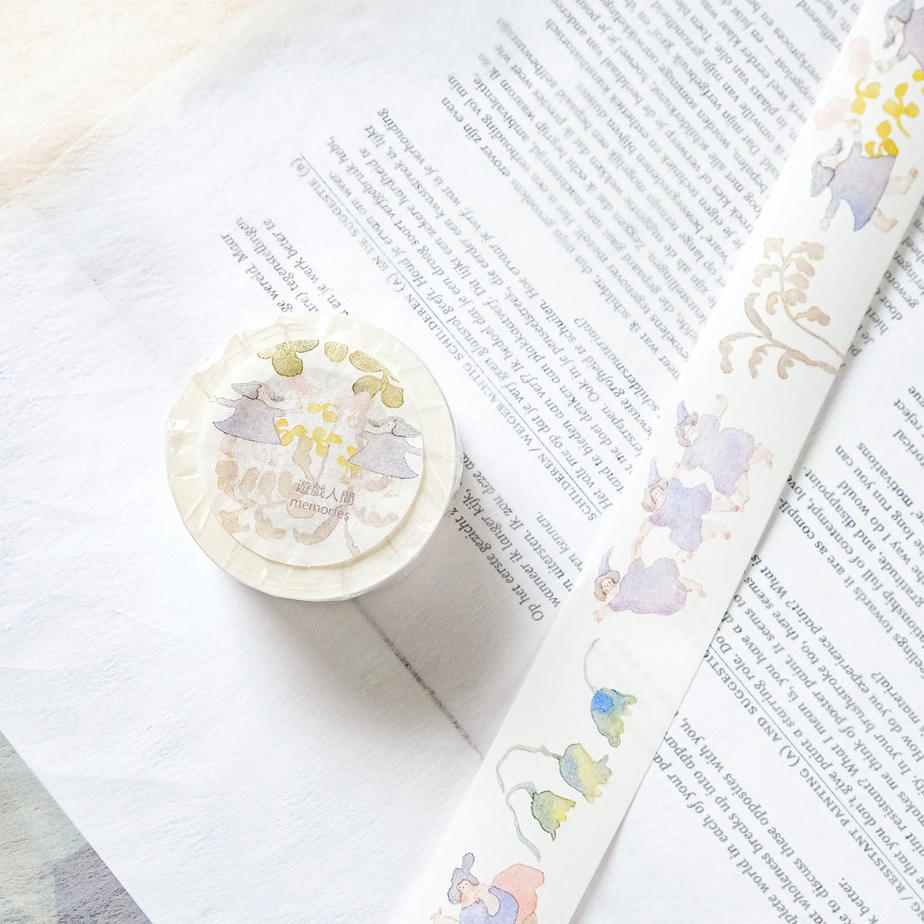 Memories Washi Tape by Dodolulu — cartoon washi tape on a book page, for journaling