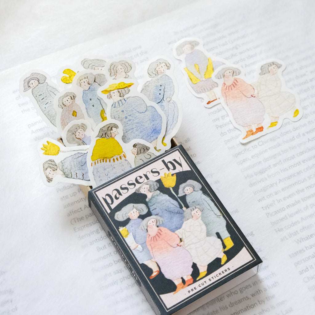 Passers-By Sticker Set by Dodolulu — illustrated-people sticker sheet with its booklet, for journaling