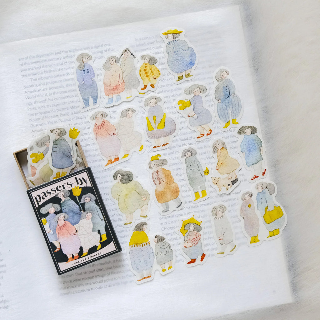 Passers-By Sticker Set by Dodolulu — characters-in-outfits sticker sheet, for journaling