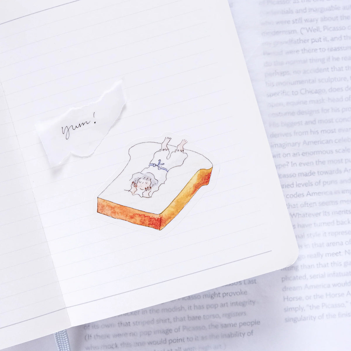 Magic Recipe Sticker Set by Dodolulu — cat-on-toast design shown on a magazine page, for journaling