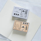 By The Window Rubber Stamp by Dodolulu — boxed set of cute-illustration wooden rubber stamps, for journaling