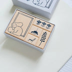 By The Window Rubber Stamp by Dodolulu — rubber stamp set in its illustrated box, for journaling