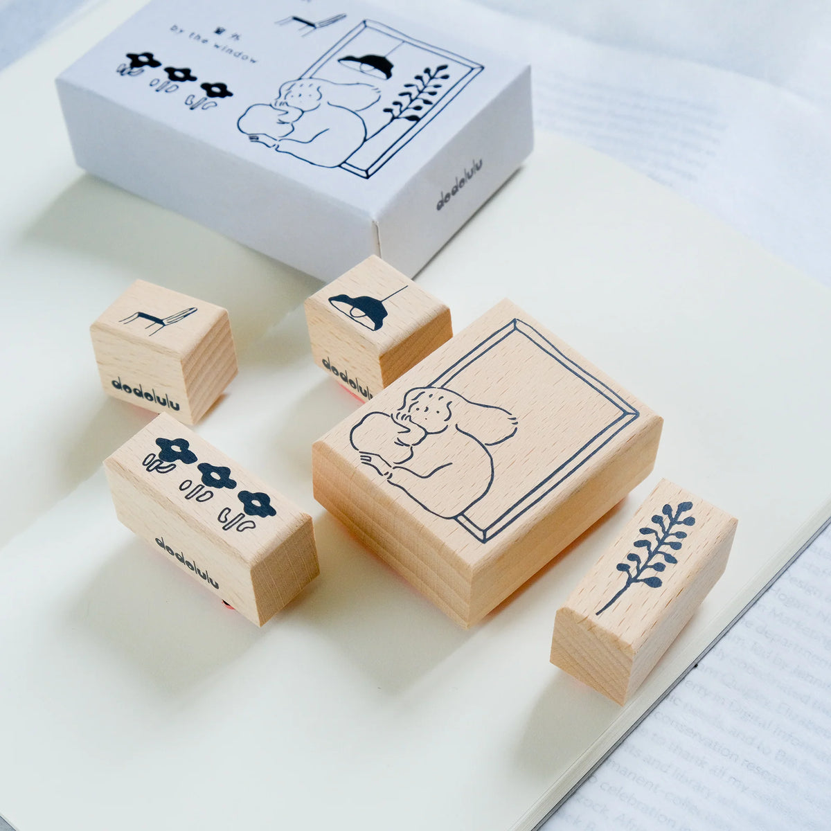By The Window Rubber Stamp by Dodolulu — wooden rubber stamps on white, for journaling