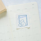 By The Window Rubber Stamp by Dodolulu — stamped bear-and-'mama' design in a calendar, for journaling