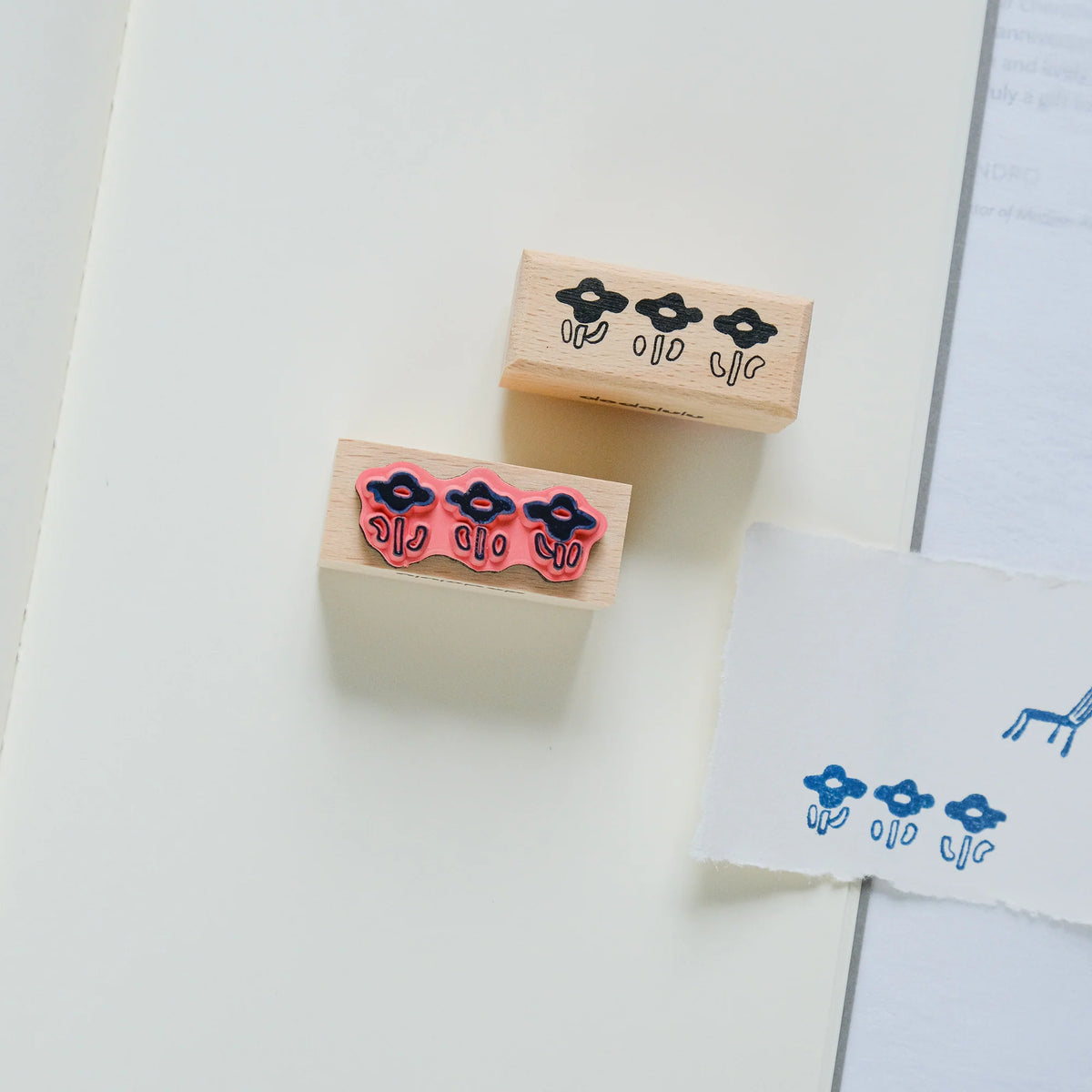By The Window Rubber Stamp by Dodolulu — two floral-design wooden rubber stamps, for journaling