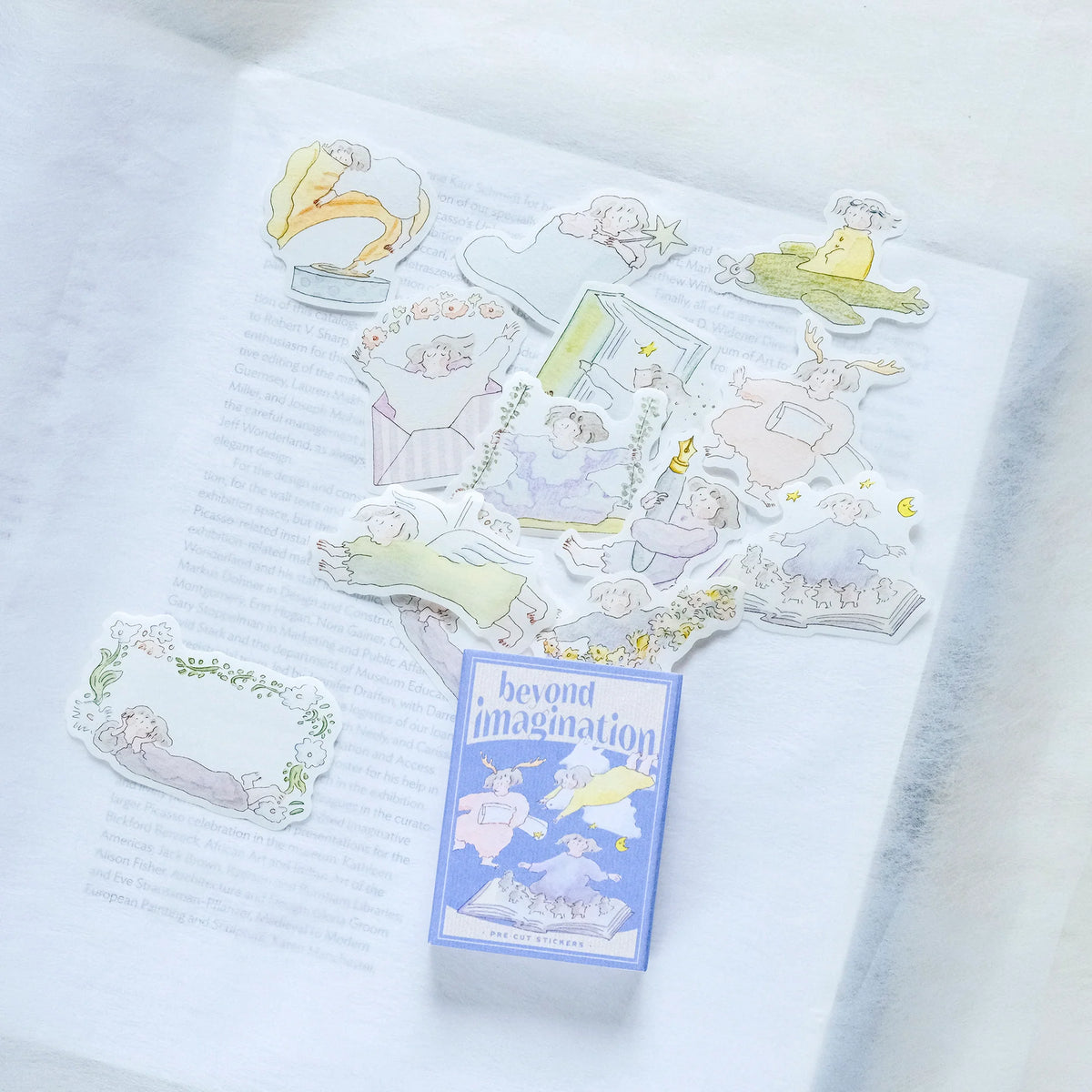 Beyond Imagination Sticker Set by Dodolulu — illustrated stickers on a notebook page, for journaling