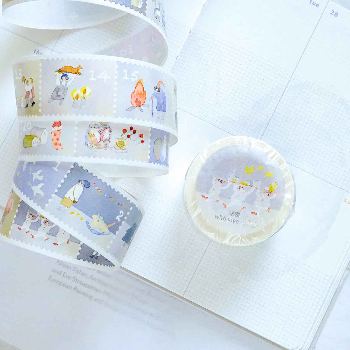 With Love Washi Tape by Dodolulu — cartoon washi tape on a notebook page, for journaling