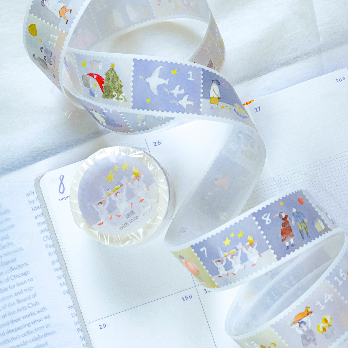 With Love Washi Tape by Dodolulu — cartoon washi tape on a calendar, for journaling