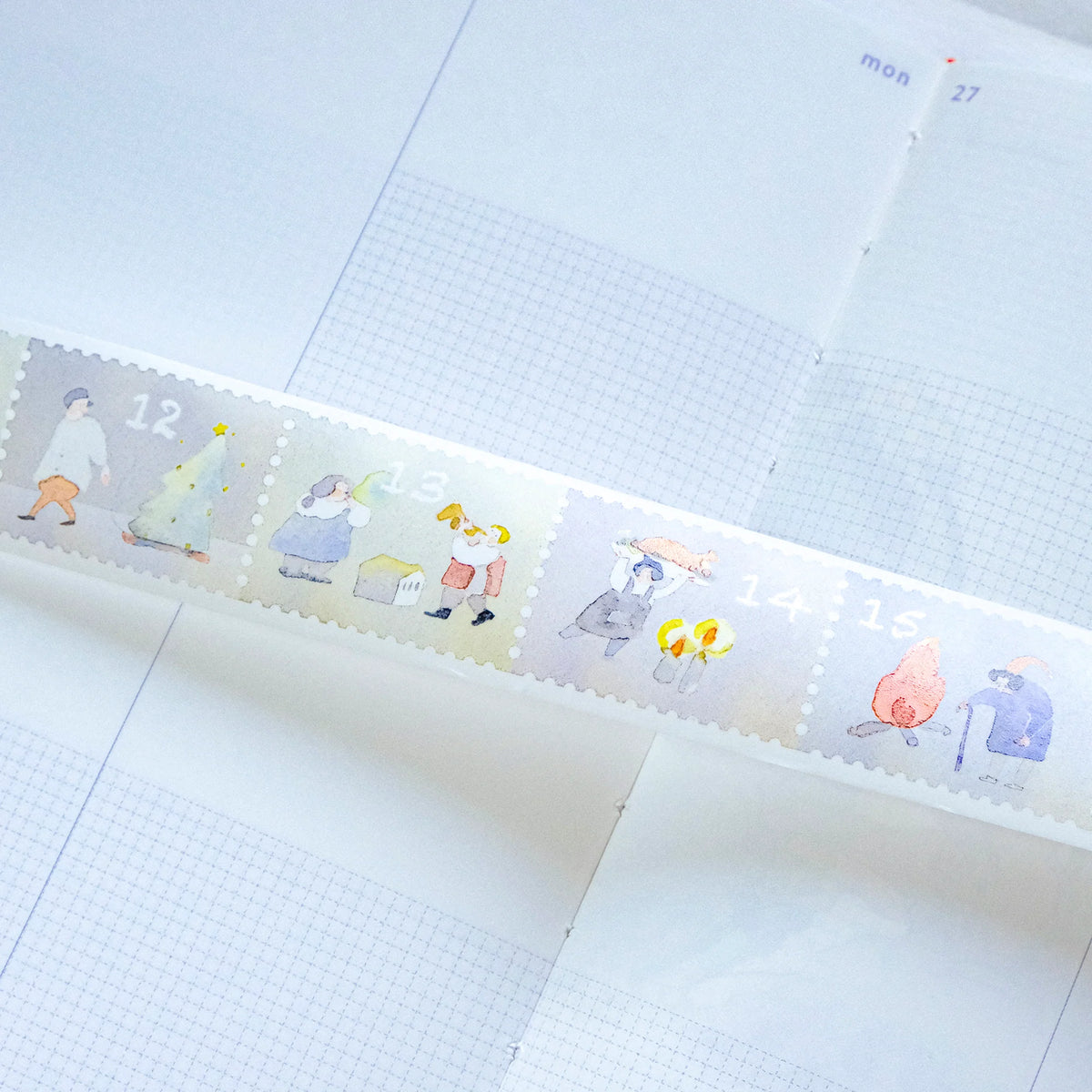 With Love Washi Tape by Dodolulu — cartoon-character washi tape on a notebook, for journaling