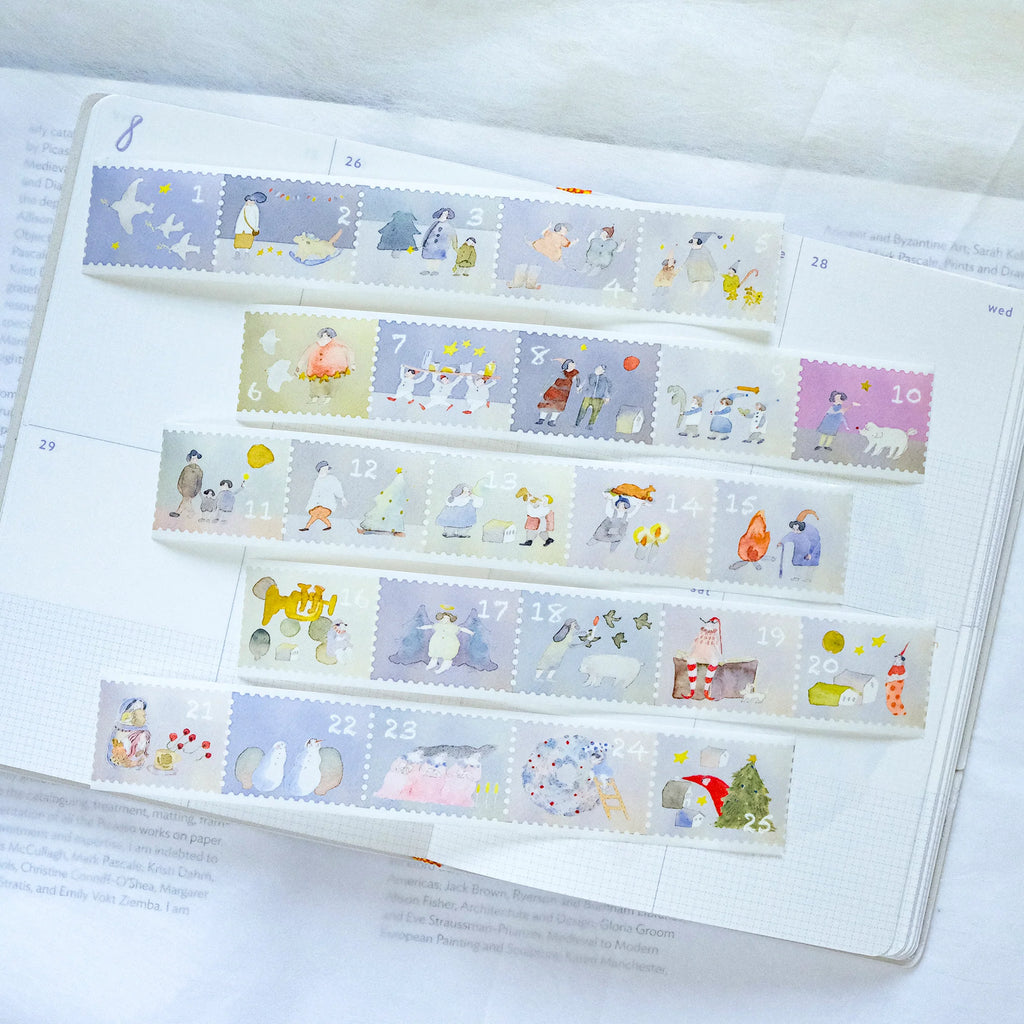 With Love Washi Tape by Dodolulu — matching cartoon-character stamp designs, for journaling