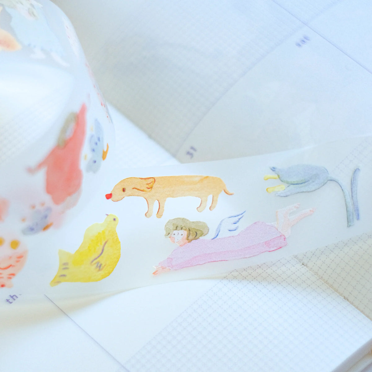 Indulgence PET Tape by Dodolulu — dog, duck and angel PET tape design, for journaling