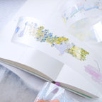 Holiday Essence PET Tape by Dodolulu — festive PET tape in an open book, for journaling