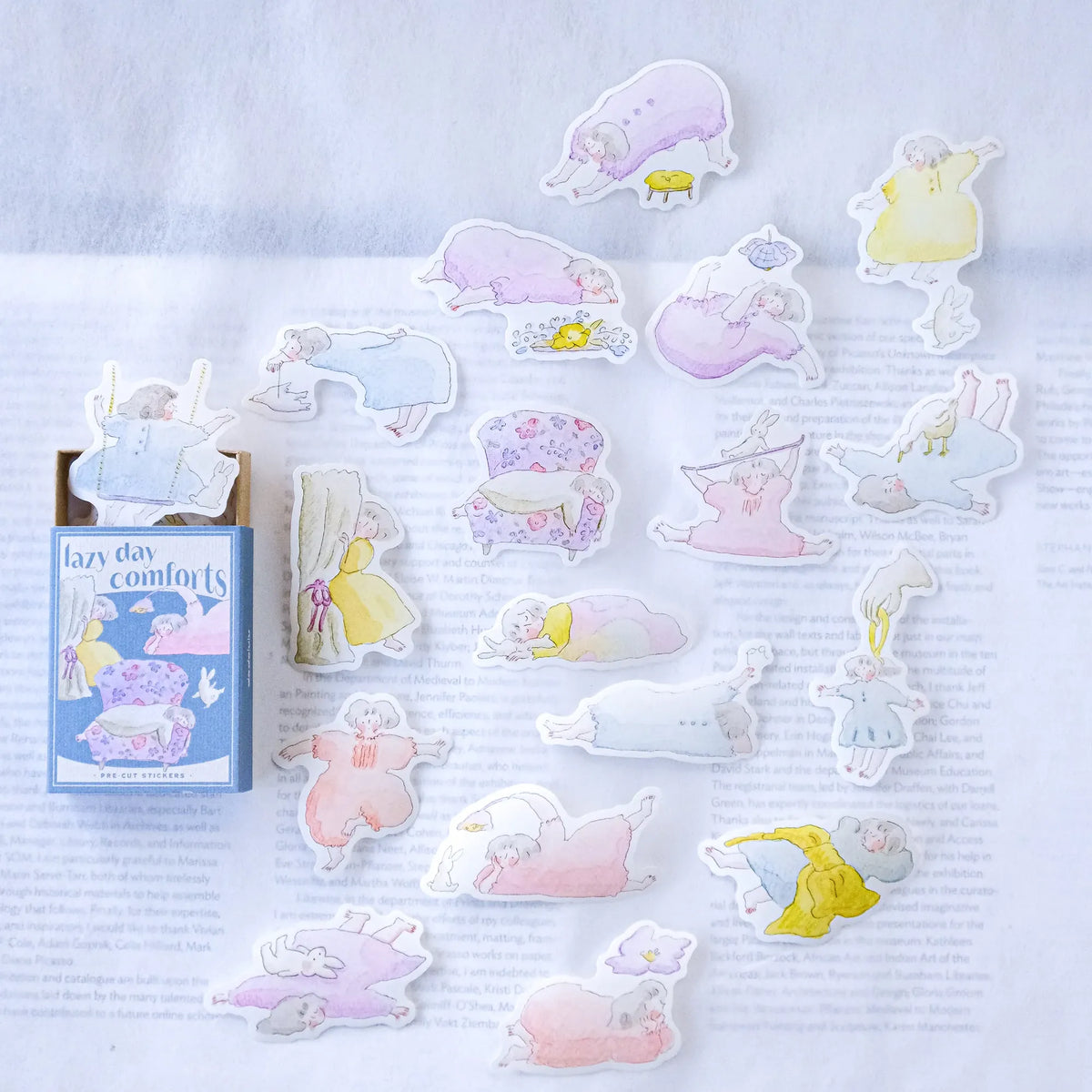 Lazy Day Comforts Sticker Set by Dodolulu — pastel cute-illustration stickers, for journaling
