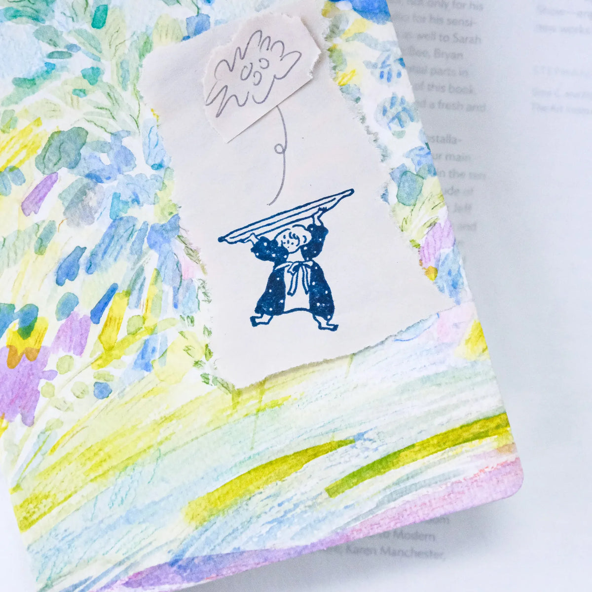 Bon Appétit Rubber Stamp by Dodolulu — character-design printed cloth, styled shot, for journaling