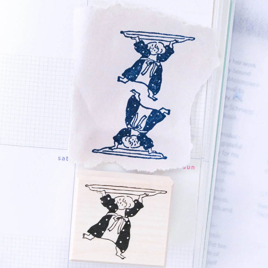 Bon Appétit Rubber Stamp by Dodolulu — two blue stamped tray-figure designs, for journaling