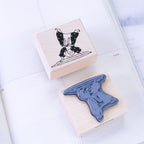 Bon Appétit Rubber Stamp by Dodolulu — wooden rubber stamp with a blue stamped design, for journaling