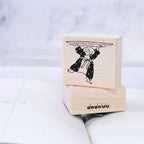 Bon Appétit Rubber Stamp by Dodolulu — figure-with-umbrella Dodolulu wooden rubber stamp, for journaling