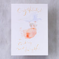 Reaching New Heights Greeting Card by Dodolulu — watercolour baby illustration on grey, for gifting