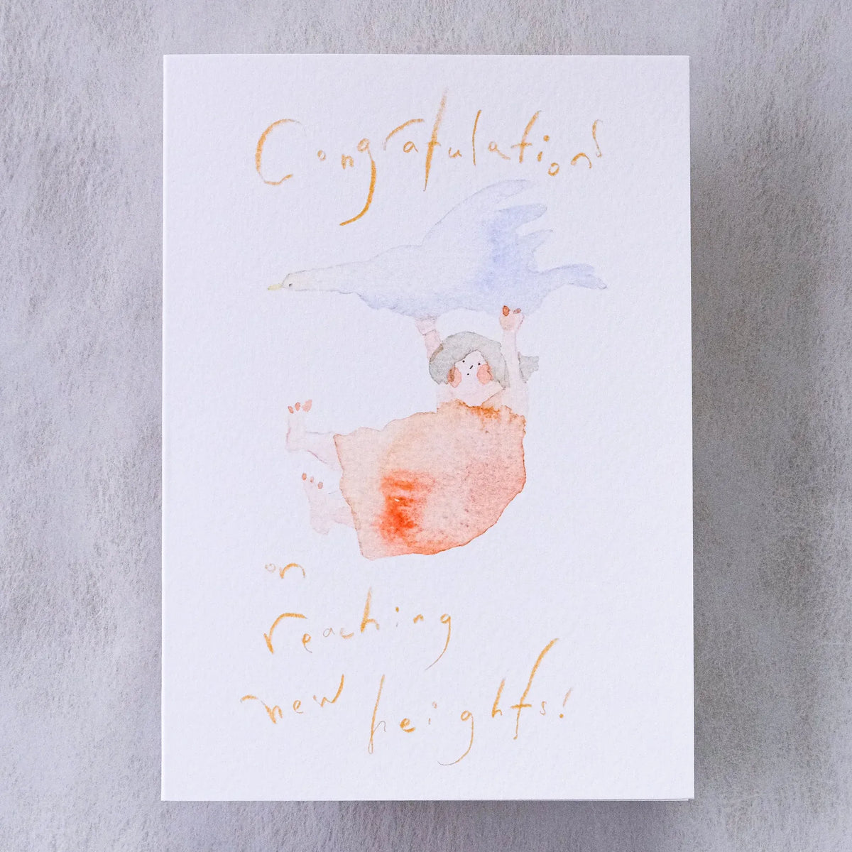 Reaching New Heights Greeting Card by Dodolulu — watercolour baby illustration on grey, for gifting