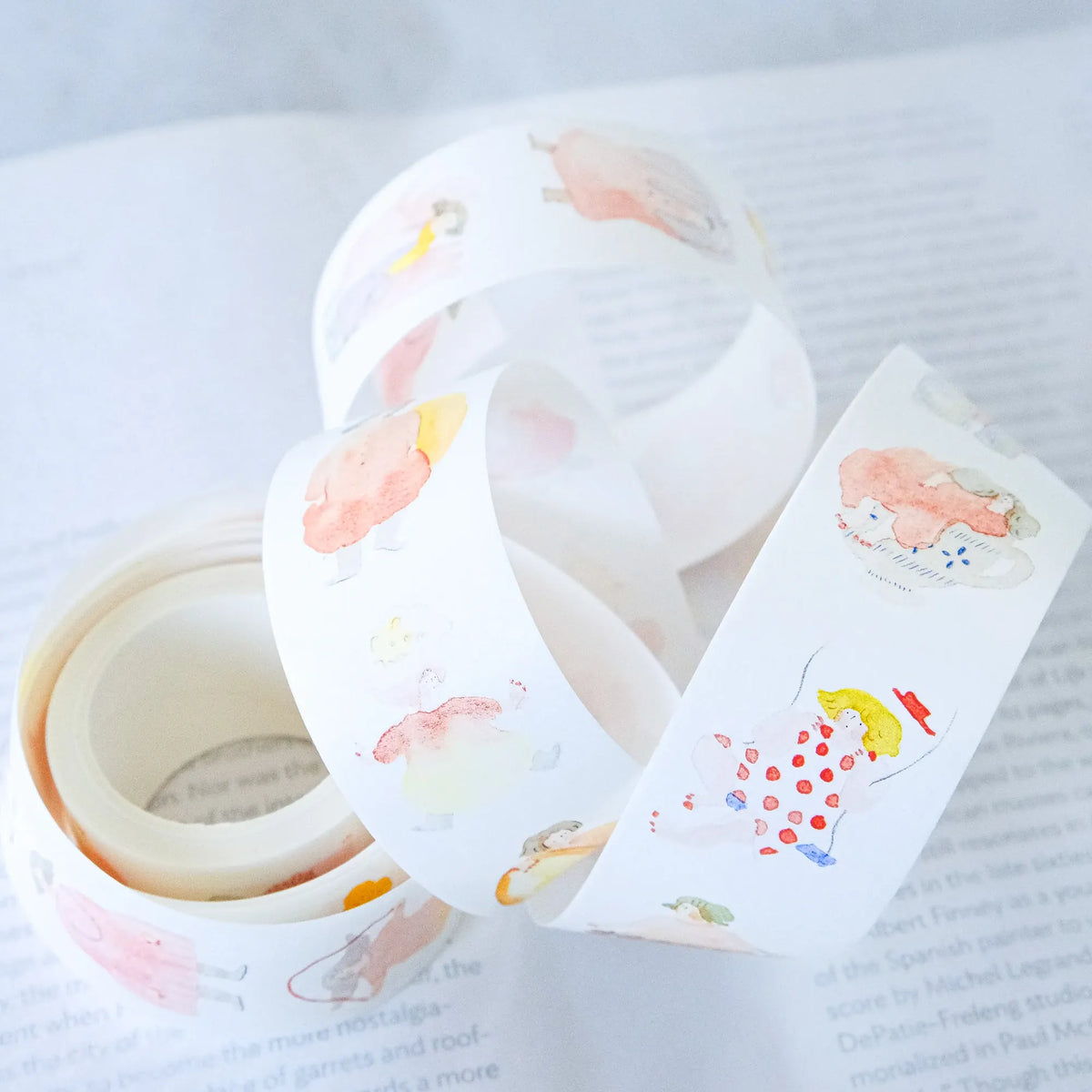 Seasons Quartet Vol.1 Washi Tape by Dodolulu — roll of pastel-character washi tape, for journaling