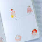 Seasons Quartet Vol.1 Washi Tape by Dodolulu — pink-dress-woman washi tape in a calendar, for journaling