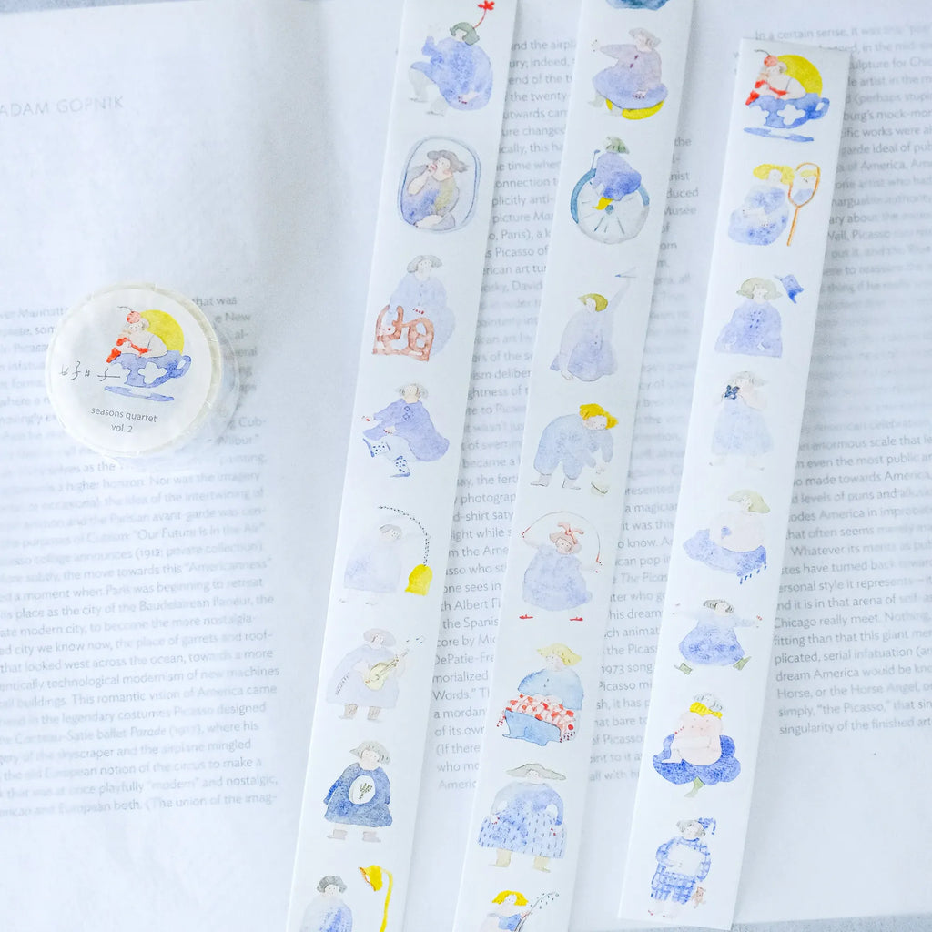 Seasons Quartet Vol.2 Washi Tape by Dodolulu — cartoon-character washi tape design, for journaling
