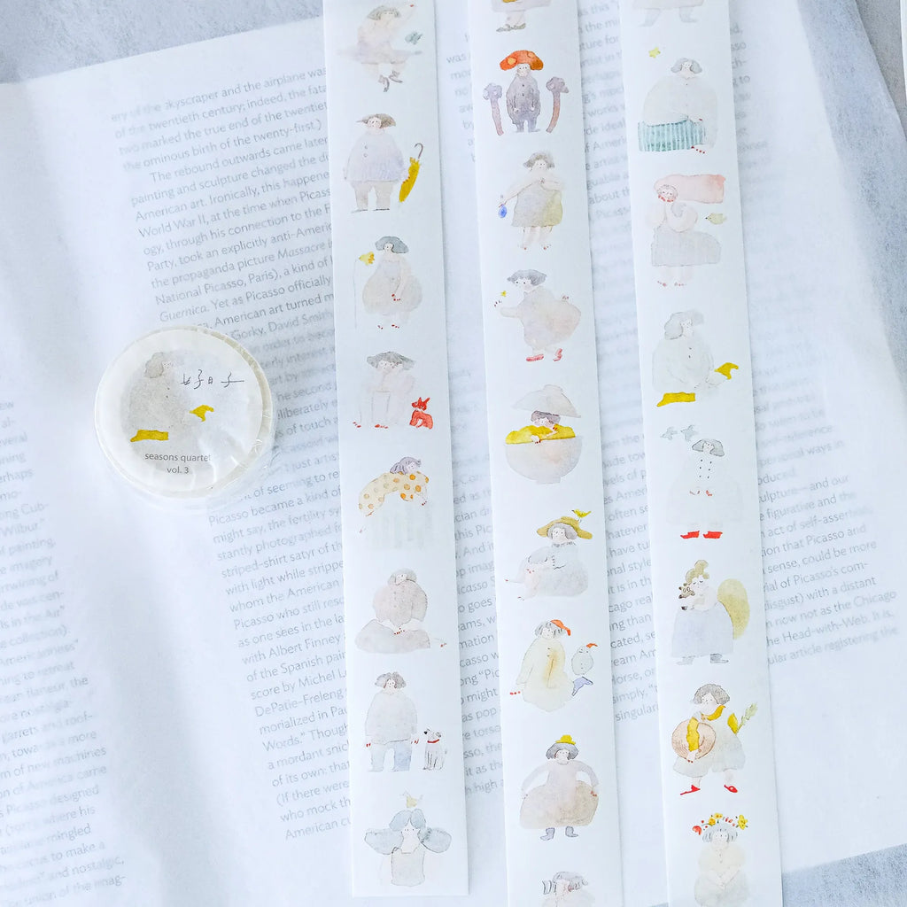 Seasons Quartet Vol.3 Washi Tape by Dodolulu — seasonal-character washi tape design, additional view, for journaling