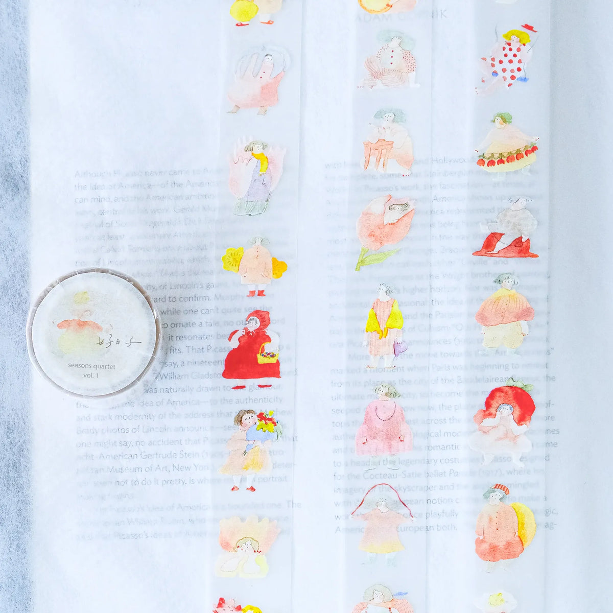 Seasons Quartet Vol.1 PET Tape by Dodolulu — pastel character PET tape design, for journaling